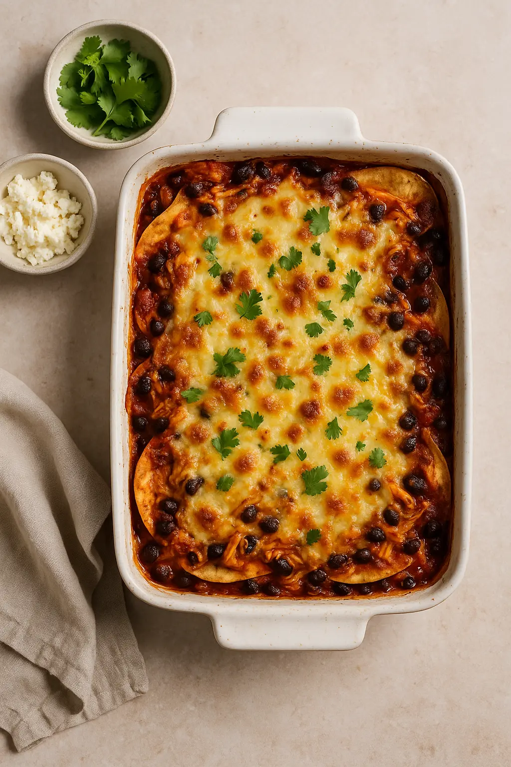 Chicken & Veggie Enchilada Bake