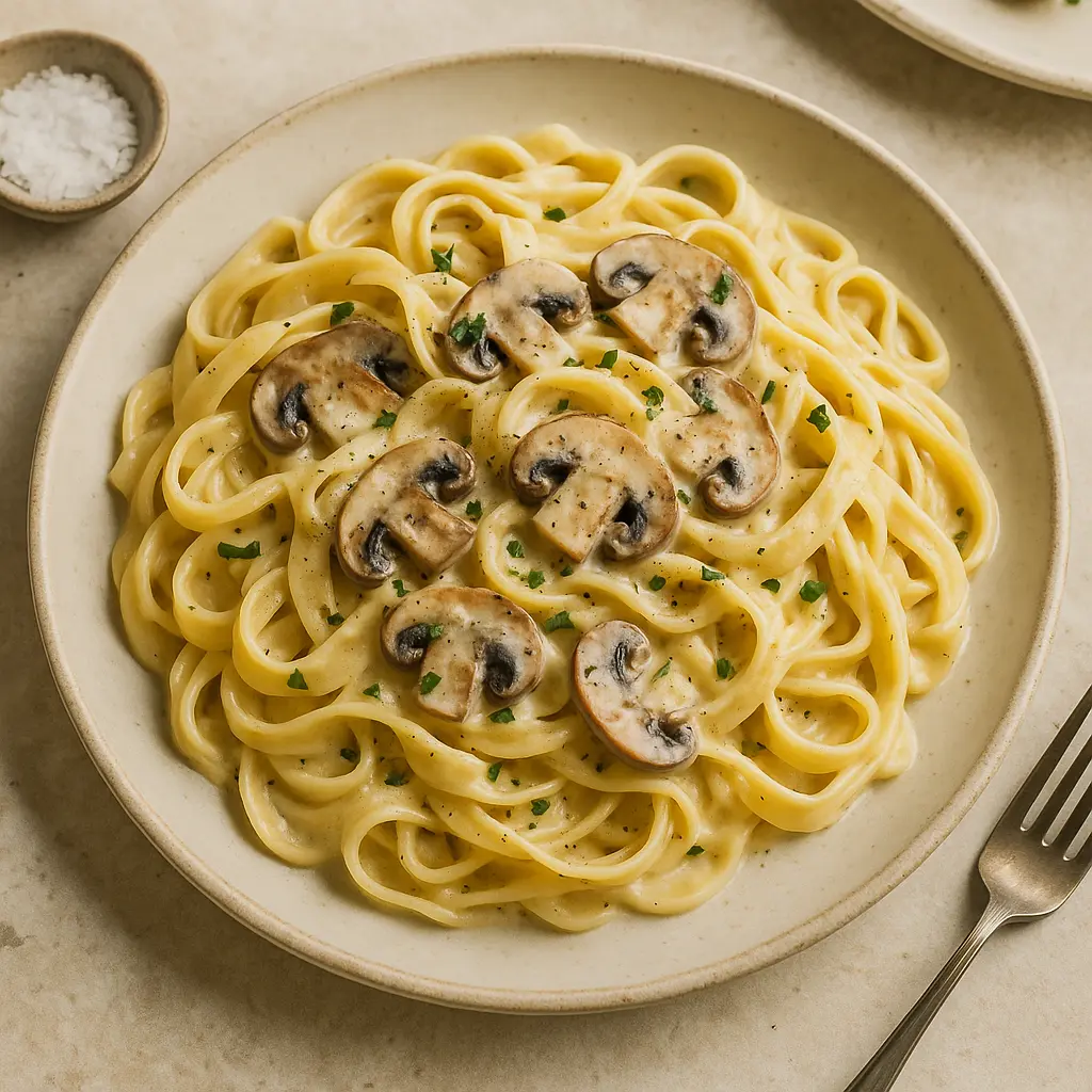 Creamy Garlic Mushroom Tagliatelle