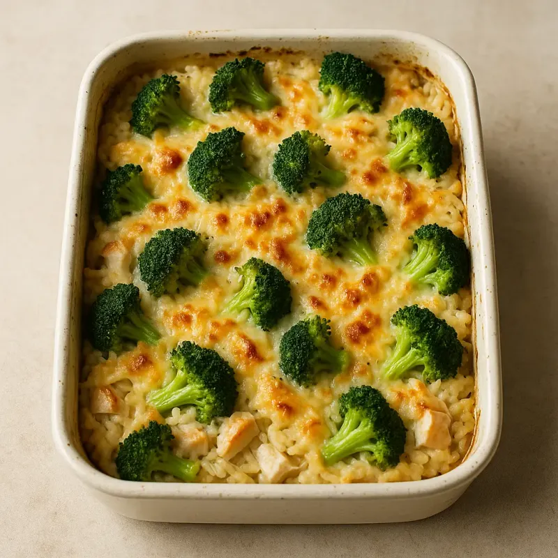 Creamy Chicken & Broccoli Rice Bake