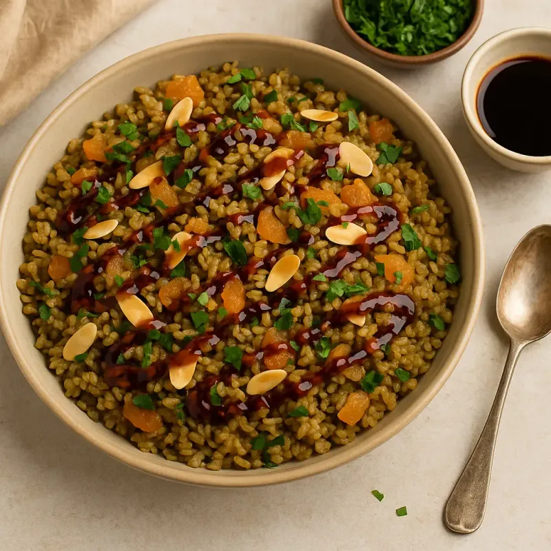 Middle Eastern Freekeh Pilaf with Apricots & Almonds