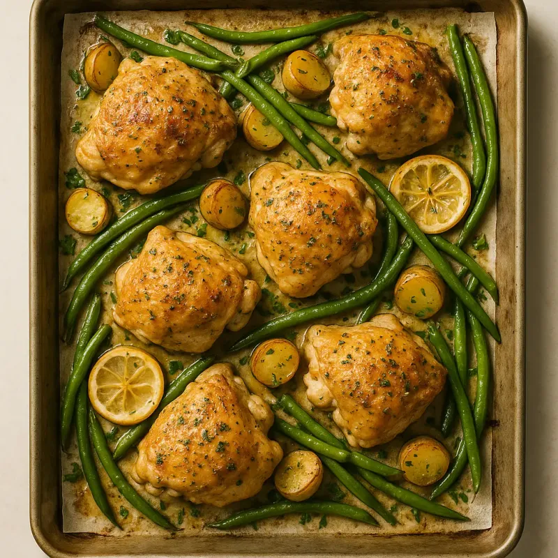 Lemon & Herb Chicken Traybake with Potatoes and Green Beans