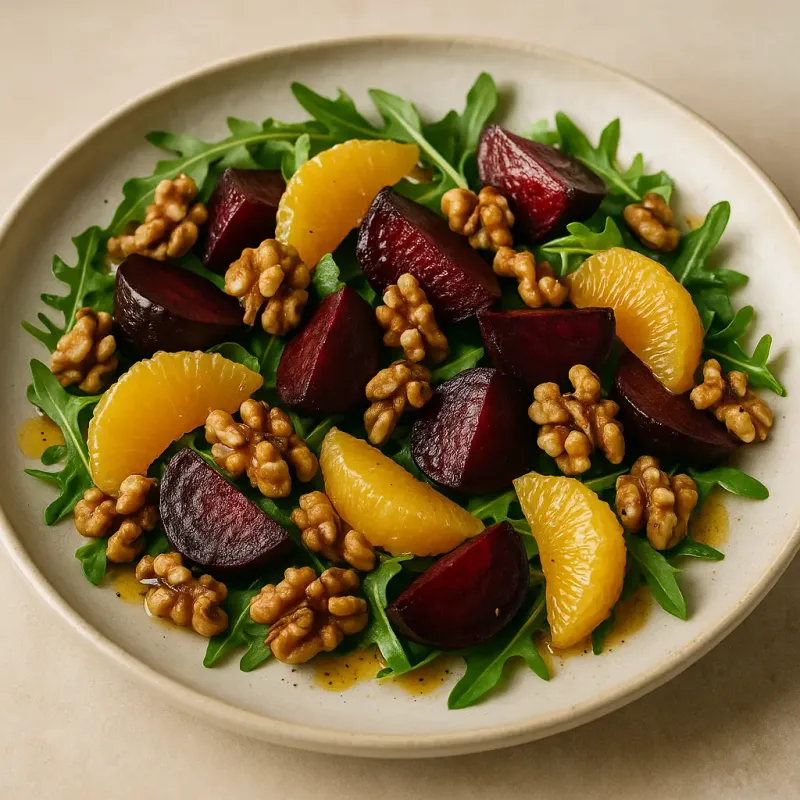 Roasted Beetroot, Orange & Walnut Salad with Truffle Oil