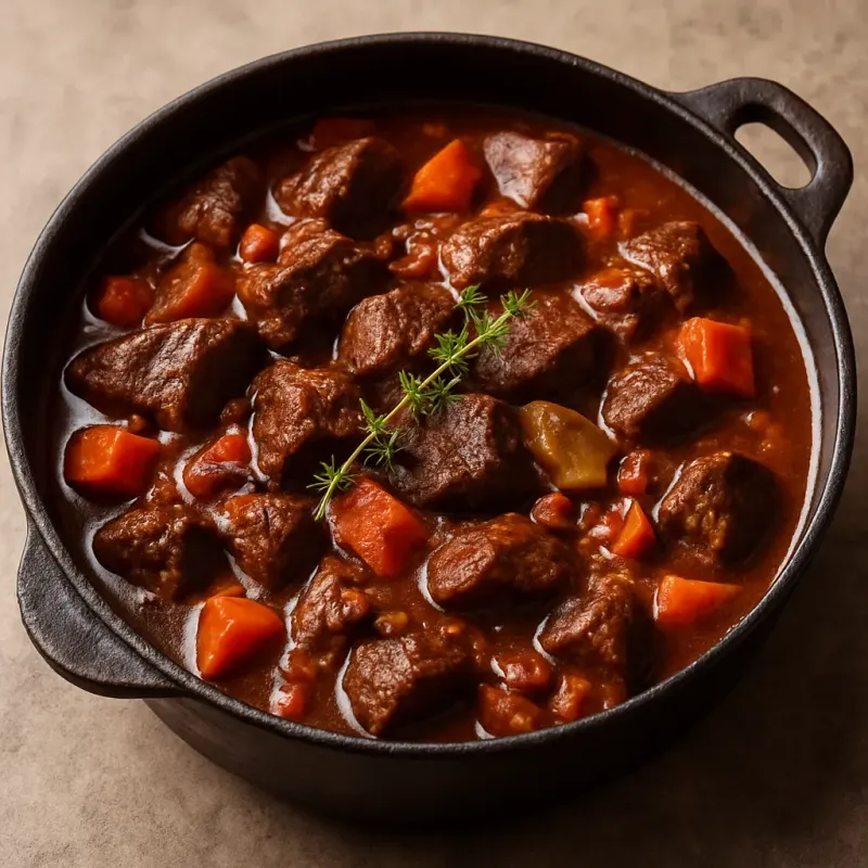 Slow-Cooked Beef Stew with Red Wine & Thyme