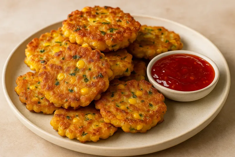 Crispy Sweetcorn Fritters with Chilli Jam